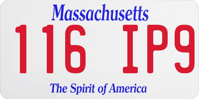 MA license plate 116IP9
