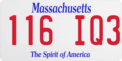 MA license plate 116IQ3