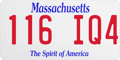 MA license plate 116IQ4