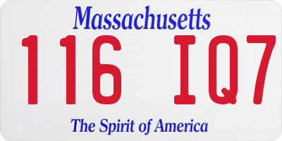 MA license plate 116IQ7