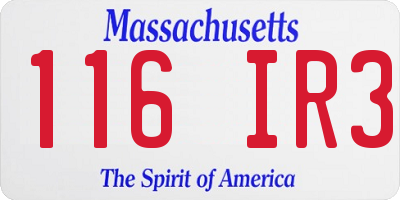 MA license plate 116IR3