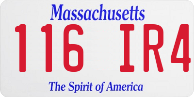 MA license plate 116IR4