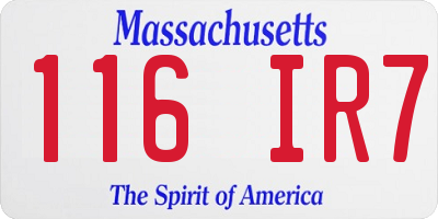MA license plate 116IR7