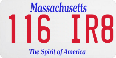 MA license plate 116IR8