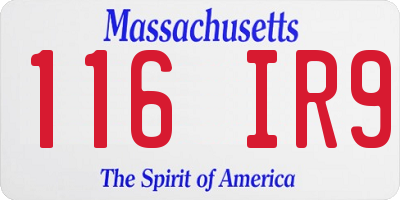 MA license plate 116IR9