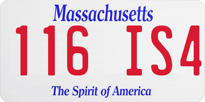 MA license plate 116IS4