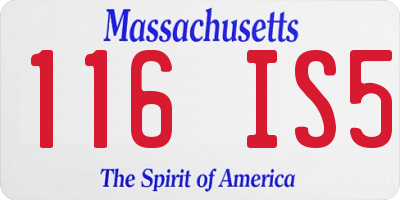 MA license plate 116IS5