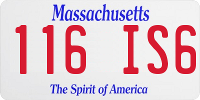 MA license plate 116IS6