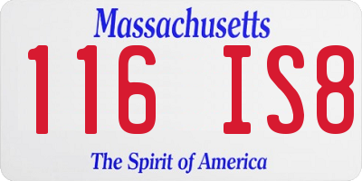 MA license plate 116IS8