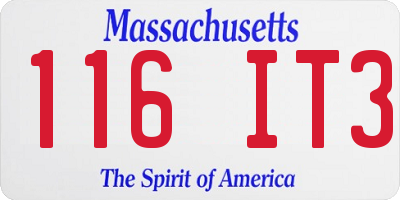 MA license plate 116IT3