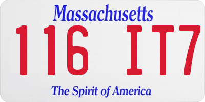 MA license plate 116IT7