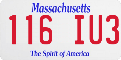MA license plate 116IU3