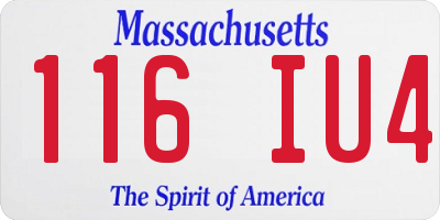MA license plate 116IU4