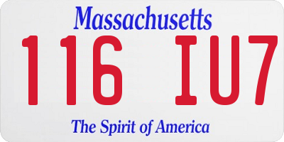 MA license plate 116IU7