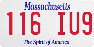 MA license plate 116IU9
