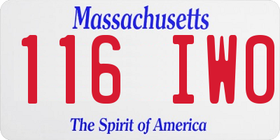 MA license plate 116IW0