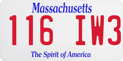MA license plate 116IW3