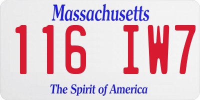 MA license plate 116IW7
