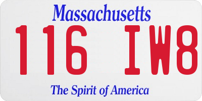 MA license plate 116IW8