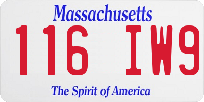 MA license plate 116IW9
