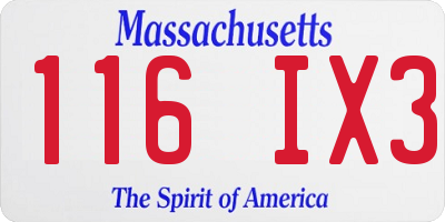 MA license plate 116IX3