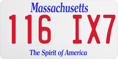 MA license plate 116IX7