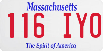 MA license plate 116IY0