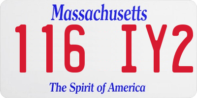 MA license plate 116IY2