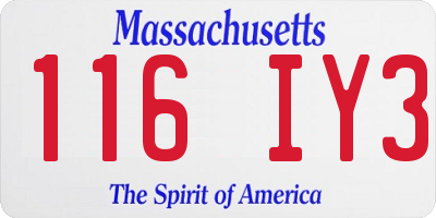 MA license plate 116IY3