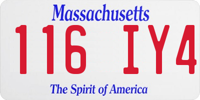 MA license plate 116IY4
