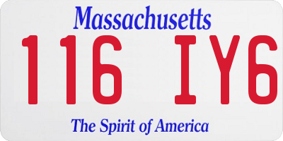 MA license plate 116IY6
