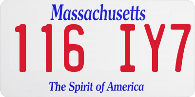 MA license plate 116IY7