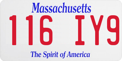 MA license plate 116IY9
