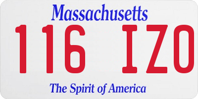 MA license plate 116IZ0