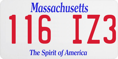 MA license plate 116IZ3