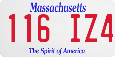 MA license plate 116IZ4