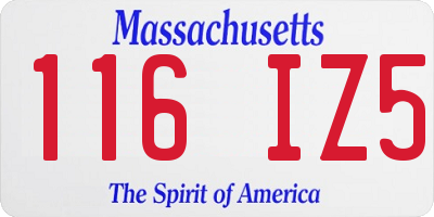MA license plate 116IZ5