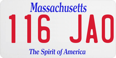 MA license plate 116JA0