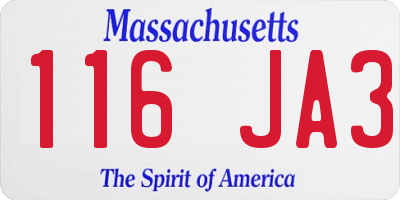 MA license plate 116JA3