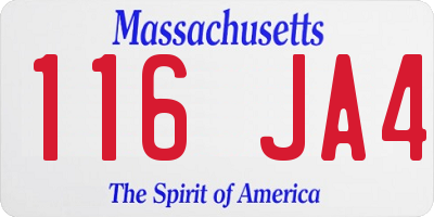 MA license plate 116JA4