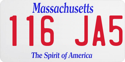 MA license plate 116JA5
