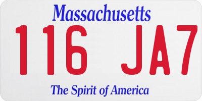 MA license plate 116JA7