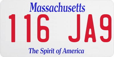 MA license plate 116JA9