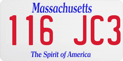 MA license plate 116JC3