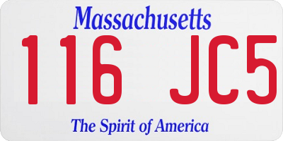 MA license plate 116JC5