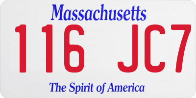 MA license plate 116JC7