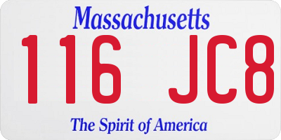 MA license plate 116JC8