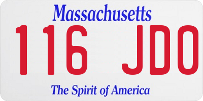 MA license plate 116JD0