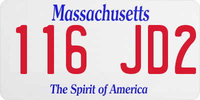 MA license plate 116JD2