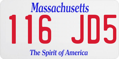 MA license plate 116JD5